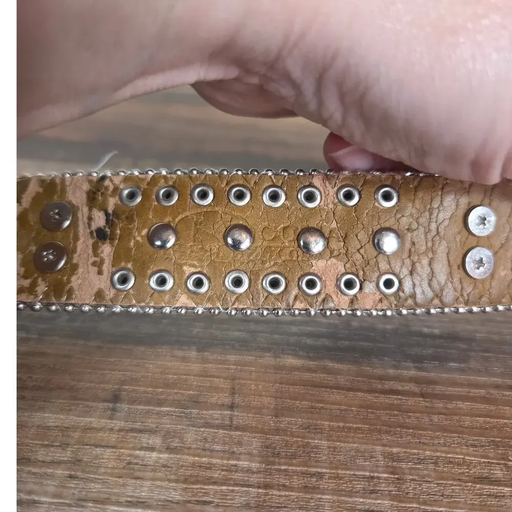 Rhinestone Woman's Bling Cross Black Western Belt Silver Buckle
